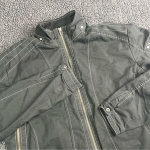 Kuhl Burr Jacket Women’s XL Black Vintage Patina Dye Canvas Moto